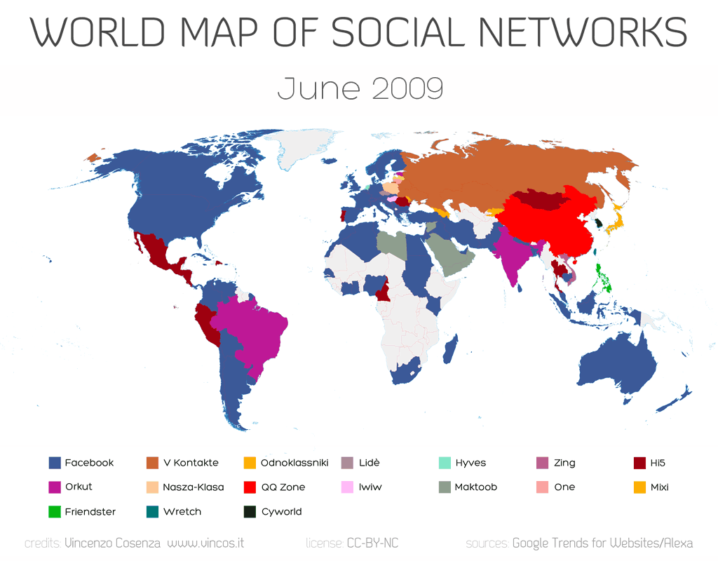 Mappa mondiale Social Networks