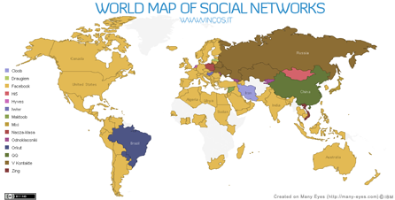 La mappa dei social network nel mondo (giugno 2010)